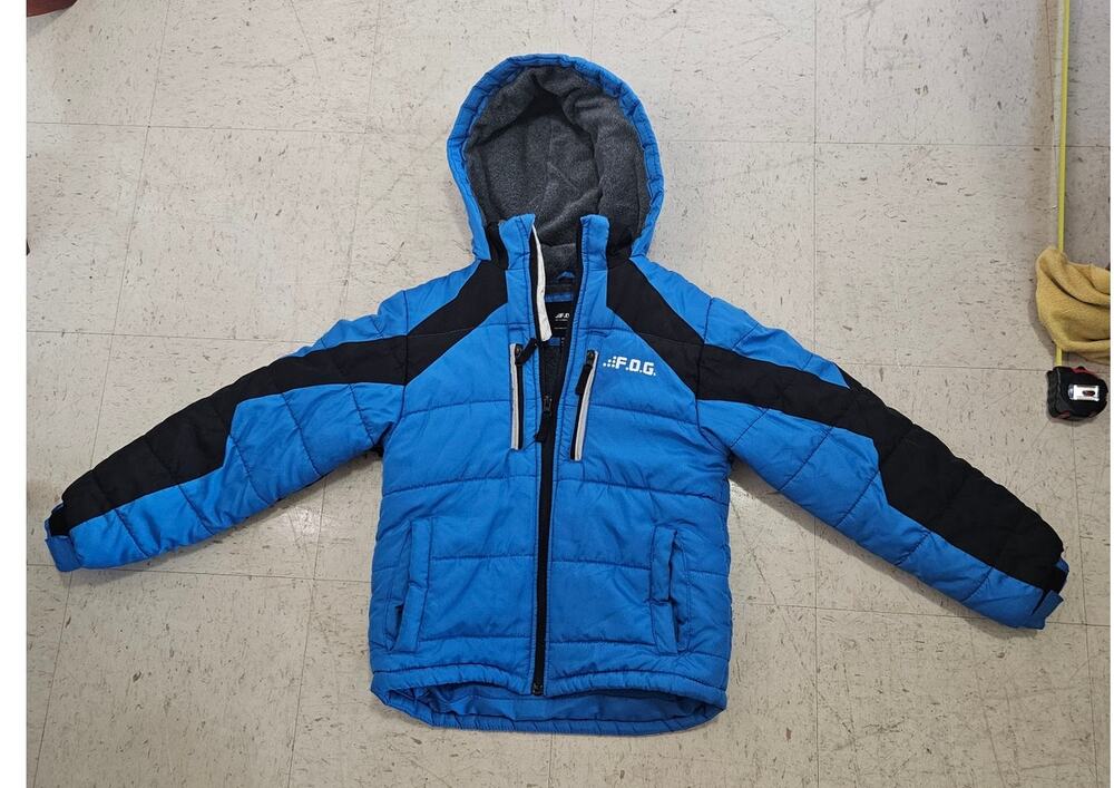 F.O.G. by London Fog Boys Blue Black Hooded Puffer Winter Jacket M 10-12